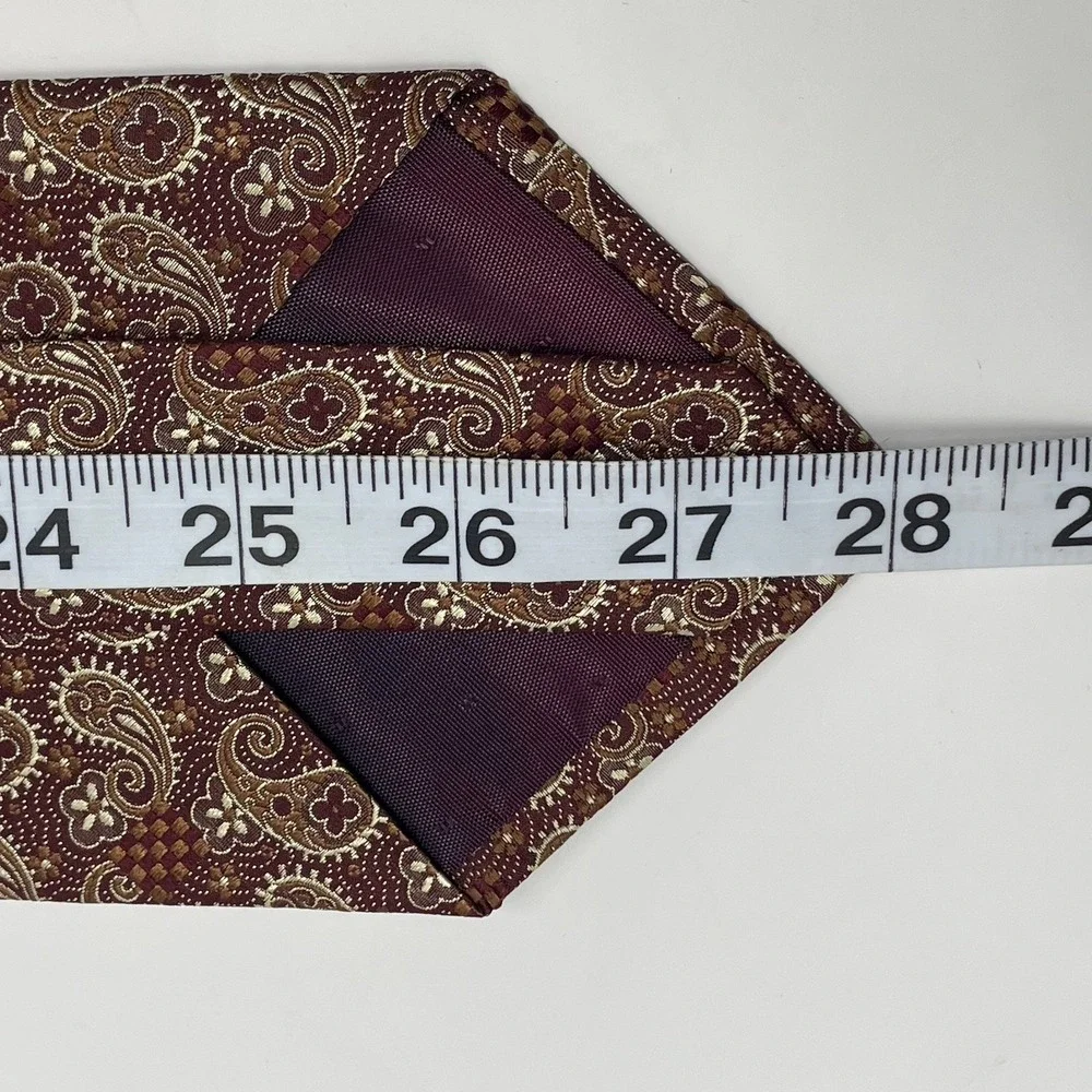 Paul Fredrick‎ Tie Handmade Italian Silk USA Red Cream 4x56